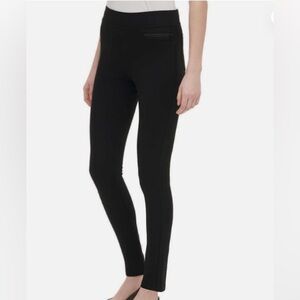 DKNY Women's Sleek Black ponte pants size S 69% rayon 27% Nylon 4% spandex NWT